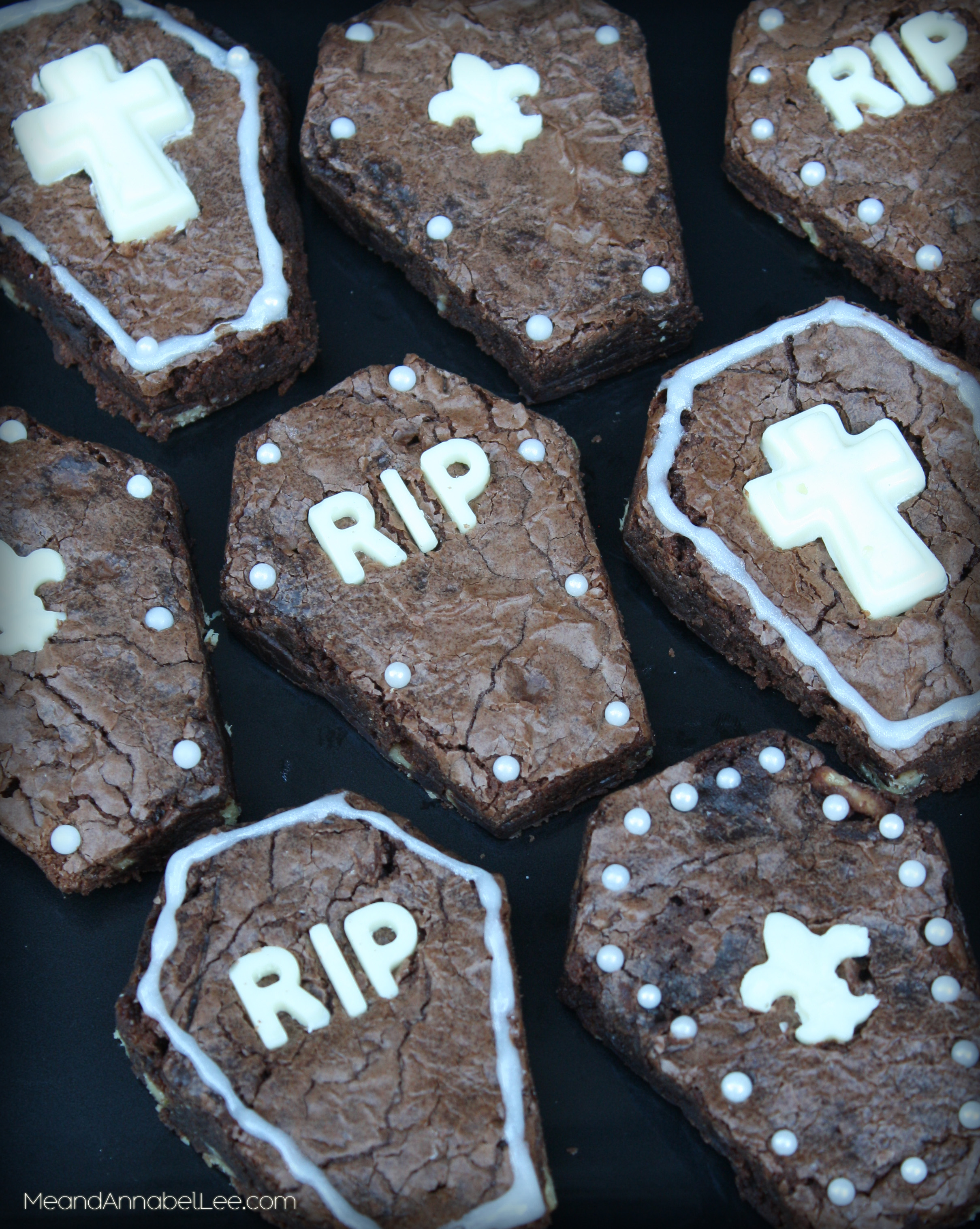 Halloween Coffin Brownies (Wilton skeleton mold demonstration #9/homemade  cookie cutters) 