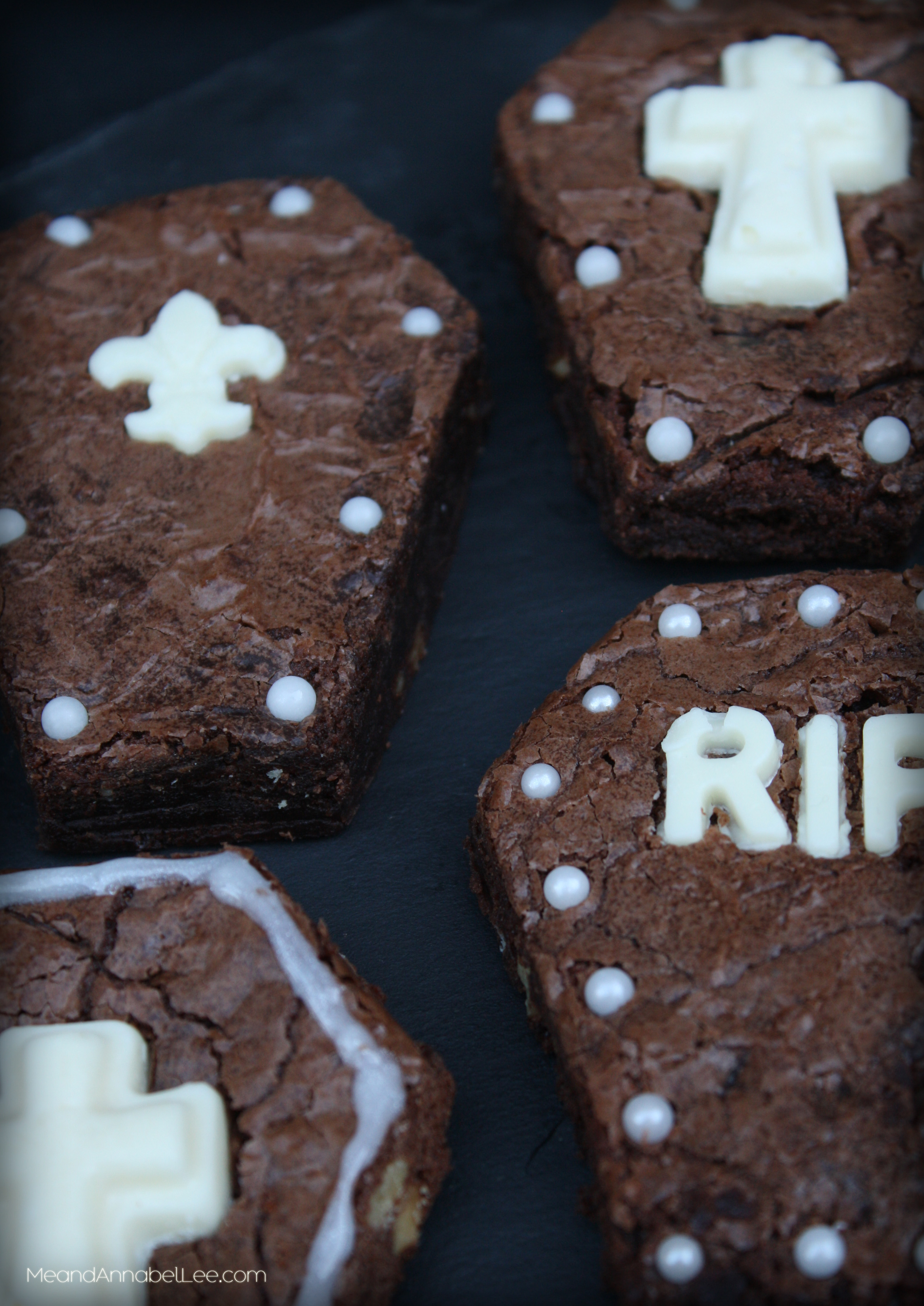 I bought a coffin pan from Wilton and made these coffin brownies tonight. I  got 5 coffins out of one pou…